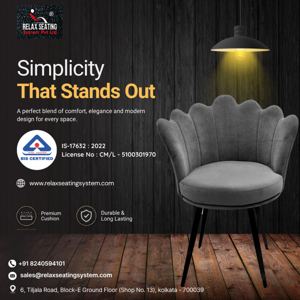 Modern accent chair in Kolkata with scalloped back design and premium cushioning by Relax Seating System