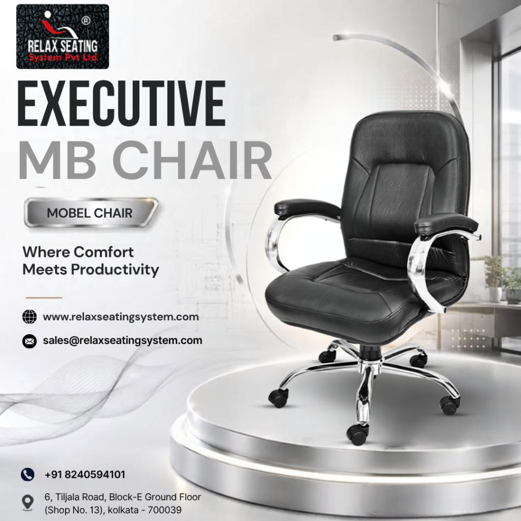 Executive MB office chair with padded high-back design and chrome base in Kolkata