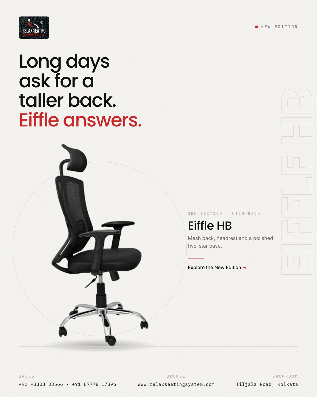 Eiffle HB – High-Back Mesh Office Chair for Modern Workspaces